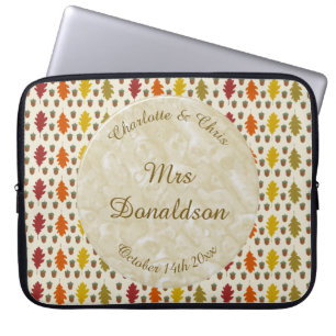 Oak leaves and Acorns Fall Autumn Wedding Custom Laptop Sleeve