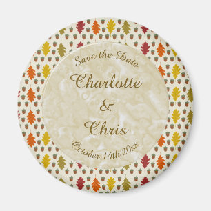 Oak leaves and Acorns Fall Autumn Wedding Custom Magnet