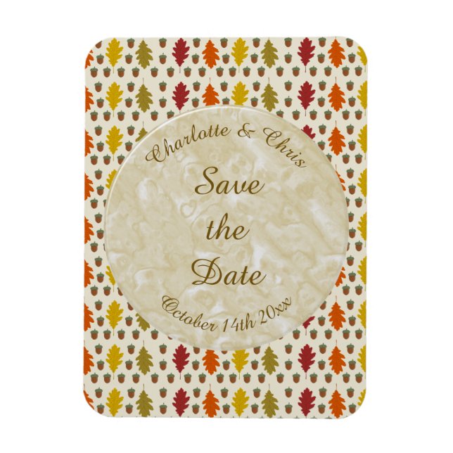 Oak leaves and Acorns Fall Autumn Wedding Custom Magnet (Vertical)