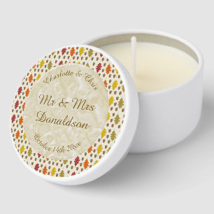 Oak leaves and Acorns Fall Autumn Wedding Custom Mini Candle Favors