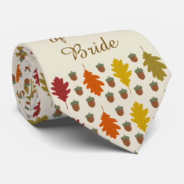 Oak leaves and Acorns Fall Autumn Wedding Custom Neck Tie (Rolled)