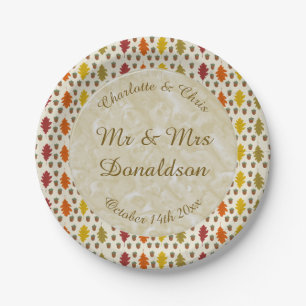 Oak leaves and Acorns Fall Autumn Wedding Custom Paper Plates