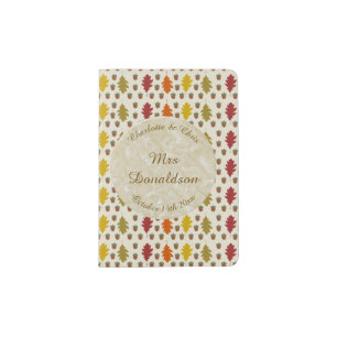 Oak leaves and Acorns Fall Autumn Wedding Custom Passport Holder