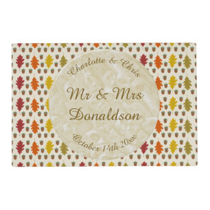 Oak leaves and Acorns Fall Autumn Wedding Custom Placemat