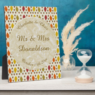 Oak leaves and Acorns Fall Autumn Wedding Custom Plaque
