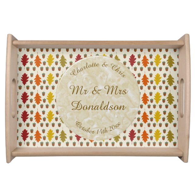 Oak leaves and Acorns Fall Autumn Wedding Custom Serving Tray (Front)