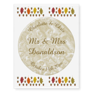 Oak leaves and Acorns Fall Autumn Wedding Custom Temporary Tattoos