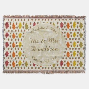 Oak leaves and Acorns Fall Autumn Wedding Custom Throw Blanket