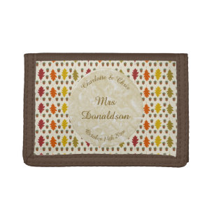 Oak leaves and Acorns Fall Autumn Wedding Custom Tri-fold Wallet