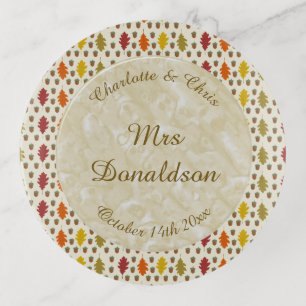 Oak leaves and Acorns Fall Autumn Wedding Custom Trinket Tray