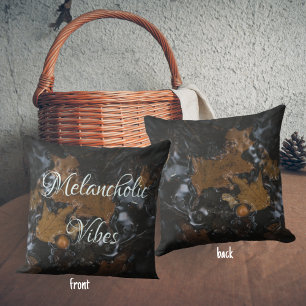 Oak leaves and acorns in dark waters Throw Pillow