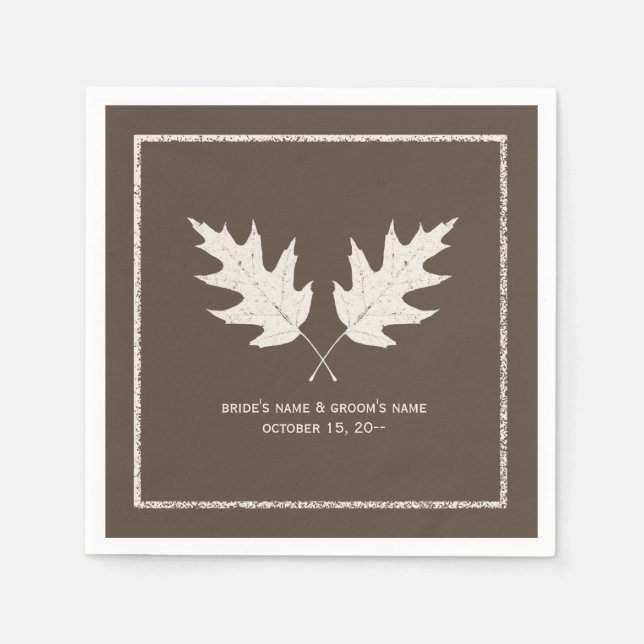 Oak Leaves Autumn Wedding Napkins (Front)