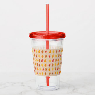 Oak Leaves Pattern Acrylic Tumbler