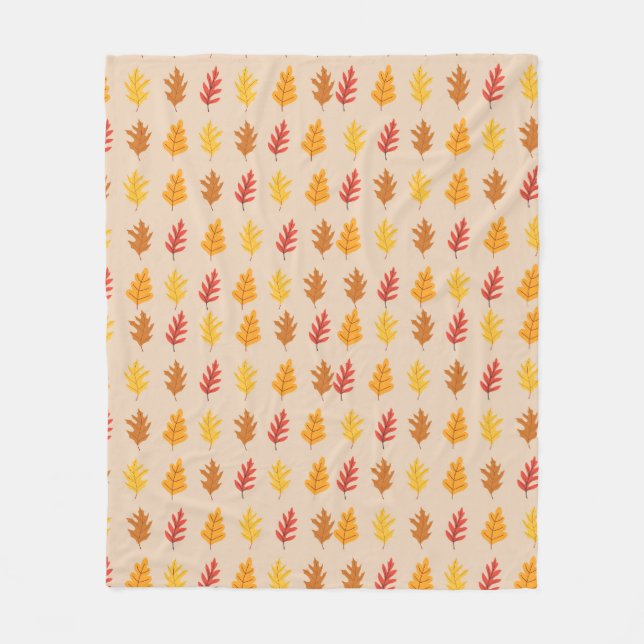 Oak Leaves Pattern Fleece Blanket (Front)
