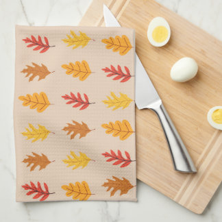 Oak Leaves Pattern Kitchen Towel