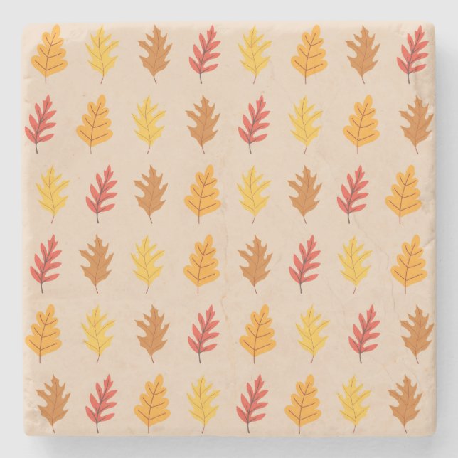Oak Leaves Pattern Stone Coaster (Front)