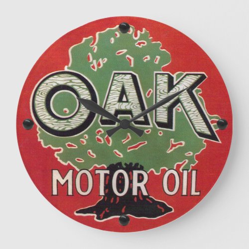 Oak Motor Oil Large Clock
