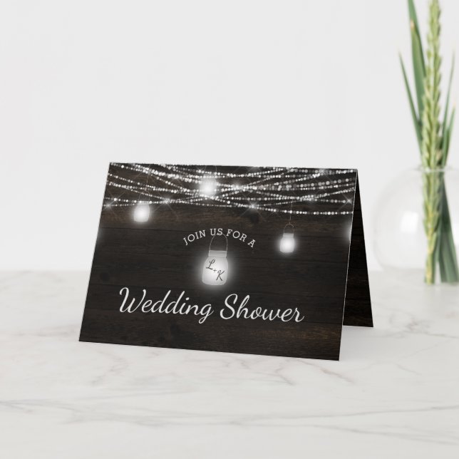 Oak Ridge Rustic Dark Wood Couple's Wedding Shower Invitation (Front)