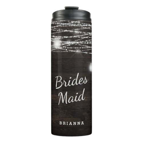 Oak Ridge Rustic Dark Wood Personalized Bridesmaid Thermal Tumbler