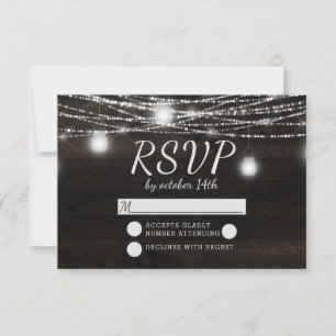 Oak Ridge Rustic Dark Wood Wedding RSVP Response