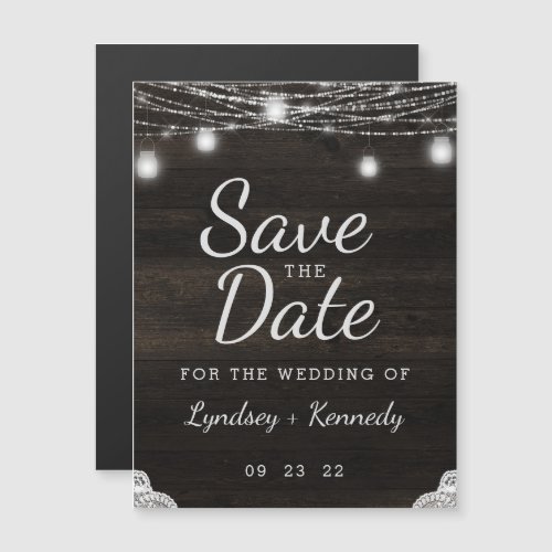 Oak Ridge Rustic Dark Wood Wedding Save the Date Magnetic Invitation