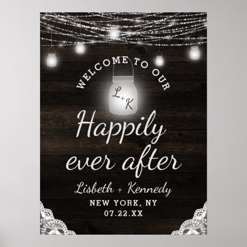 Oak Ridge Rustic Happily Ever After Reception Sign