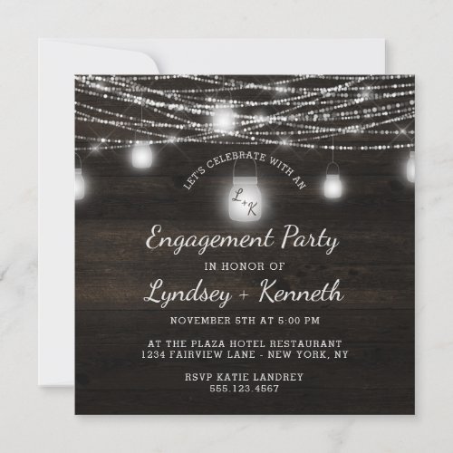Oak Ridge Rustic Lets Celebrate Engagement Party Invitation