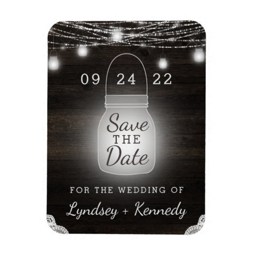 Oak Ridge Rustic Mason Jar Lights Save the Date Magnet