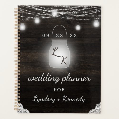 Oak Ridge Rustic Mason Jar  Lights Wedding Plans Planner