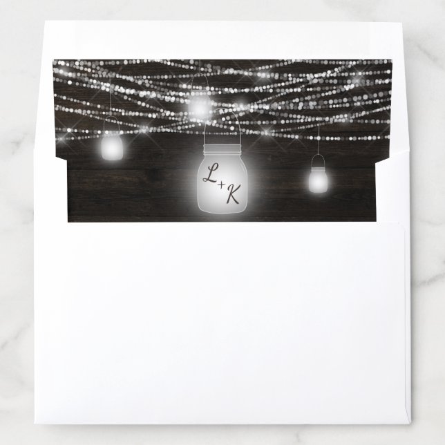 Oak Ridge Rustic Mason Jar Monogram Wedding Envelope Liner (In Envelope)