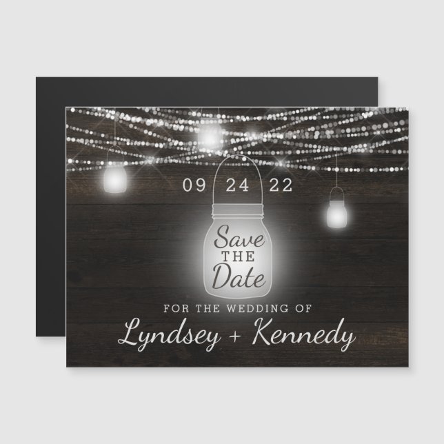 Oak Ridge Rustic Mason Jar Wedding Save the Date (Front/Back)
