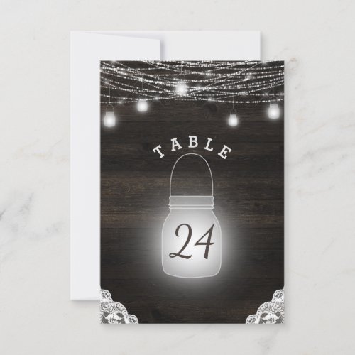 Oak Ridge Rustic Mason Jars Wedding Table Numbers