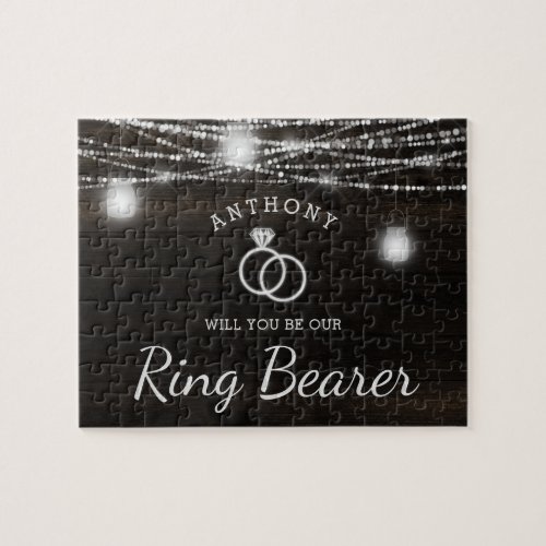 Oak Ridge Rustic Wood Be Our Ring Bearer Proposal Jigsaw Puzzle