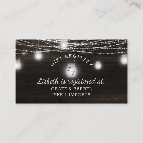 Oak Ridge Rustic Wood Bridal Shower Gift Registry Enclosure Card