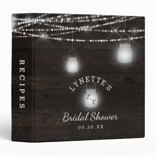 Oak Ridge Rustic Wood Bridal Shower Recipe Card 3 Ring Binder