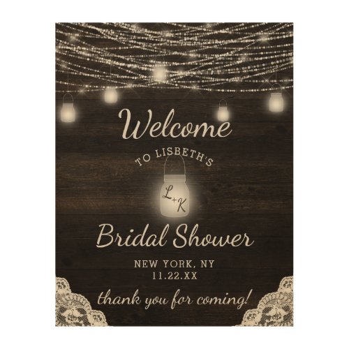 Oak Ridge Rustic Wood Bridal Shower Welcome Sign
