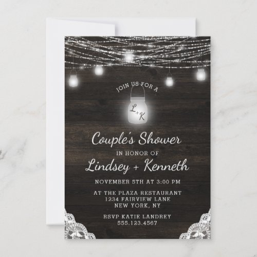 Oak Ridge Rustic Wood Couples Wedding Shower Invitation