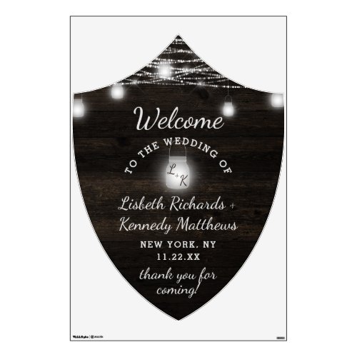 Oak Ridge Rustic Wood Crest Wedding Welcome Sign Wall Decal