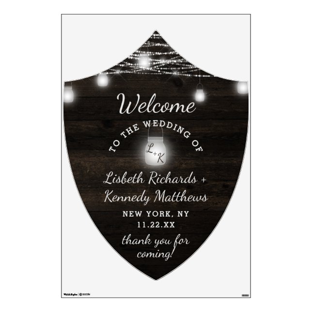 Oak Ridge Rustic Wood Crest Wedding Welcome Sign Wall Decal (Front)