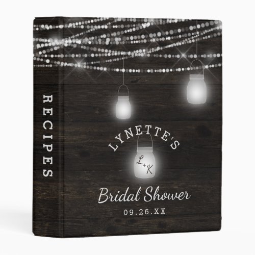 Oak Ridge Rustic Wood Lights Bridal Shower Recipe Mini Binder