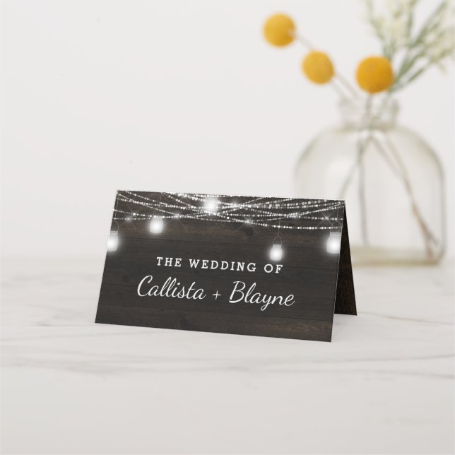 Oak Ridge Rustic Wood Reserved Seating Wedding Place Card (Back)