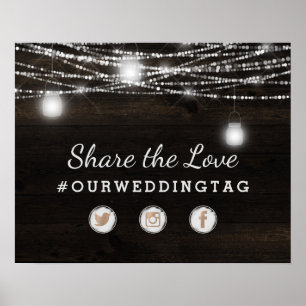 Oak Ridge Rustic Wood Share the Love Wedding Sign