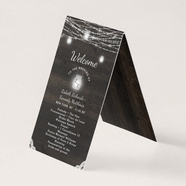 Oak Ridge Rustic Wood Wedding Ceremony Program (Front)