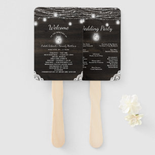 Oak Ridge Rustic Wood Wedding Ceremony Program Hand Fan