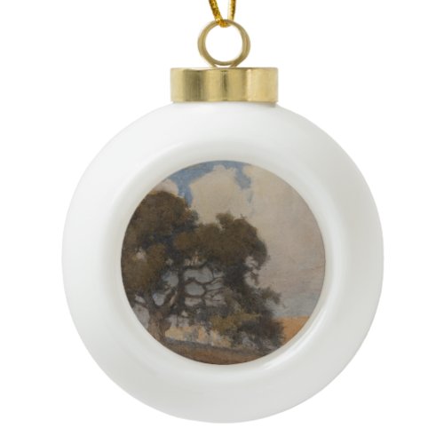 Oak Tree (1910) – Majestic Vintage Watercolor Ceramic Ball Christmas Ornament