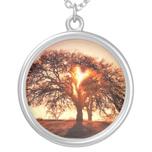 oak Tree and Heart Necklace