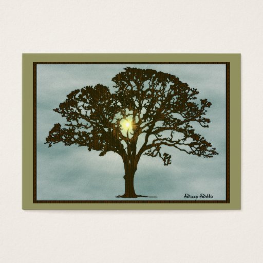 Customizable Oak Tree at Sunset Art Card Business Card Templates