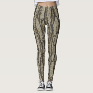 Oak Tree Bark Camo Pattern Graphic Leggings
