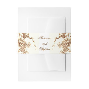 oak tree branches wedding invitation belly band