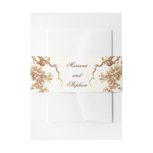 oak tree branches wedding invitation belly band